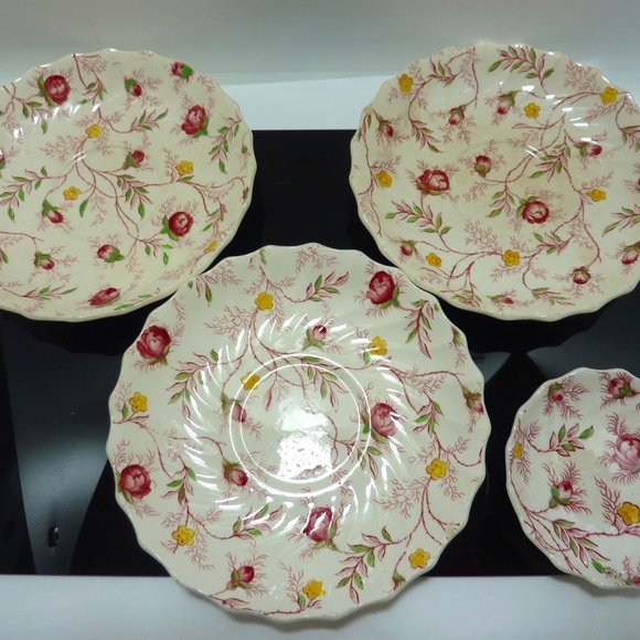 COPELAND Spode Rosebud Chintz 3 Saucer, 1 Spoon Rest - England - Picture 1 of 6